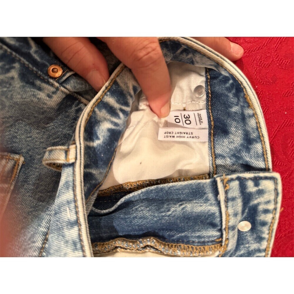 Old Navy Jeans Womens Size 30 Blue Light Wash High Rise Straight Leg Distressed - Picture 10 of 13